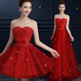 Robe de soirée rouge de la Chine au sol