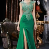 Robe de soirée translucide verte