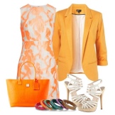 Robe pêche blanche avec sac orange