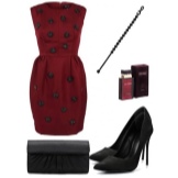 Robe avec une jupe en tulipe et des accessoires pour femme avec une silhouette. Colonne élancée.