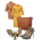 Robe Safari et accessoires pour elle avec la silhouette d'une mince colonne