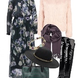 Robe longue en mousseline de soie et accessoires pour femme à la silhouette Colonne élancée