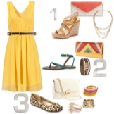 Accessoires pour robe évasée jaune