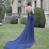 Robe à dos ouvert avec un train bleu