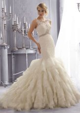 Robe de mariée sirène à volants verticaux