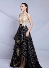 Robe de soirée beige et noire
