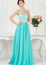Robe de soirée turquoise à la grecque