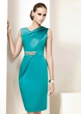 Robe fourreau de soirée courte couleur turquoise
