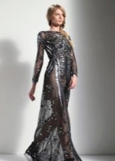 Robe de soirée en dentelle au sol noir