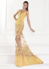 Robe de soirée en poisson jaune