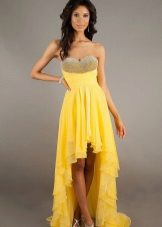 Robe de soirée jaune devant, dos long