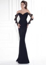 Robe de soirée à manches en dentelle
