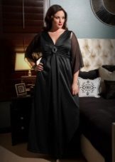 Robe de soirée au sol pour noir complet avec manches