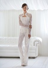 Salopette de mariage en dentelle