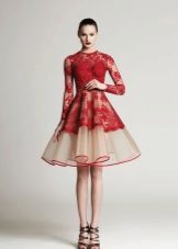 Robe de soirée courte rouge et blanche