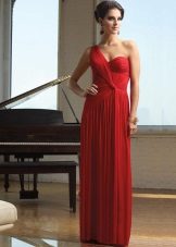 Robe de soirée rouge sur une épaule