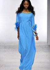 Robe de soirée en mousseline bleue