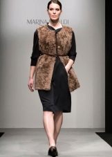 Robe de soirée élégante grande taille avec gilet en fourrure