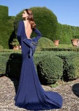 Robe de soirée bleue à dos entièrement ouvert