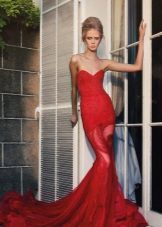 Robe de soirée rouge sirène