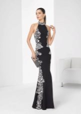 robe de soirée 2016 noire avec dentelle blanche