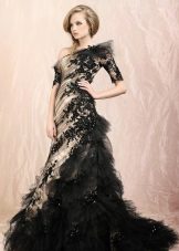 Robe de mariée noire avec beige