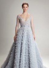Robe de mariée grise bleue