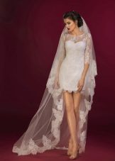 Robe de mariée courte avec des manches en dentelle