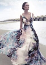 Robe de soirée en soie couleur
