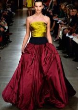 Robe de soirée en soie jaune et rouge