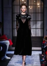 Robe en velours à manches transparentes