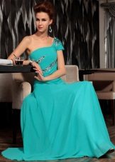 Robe de soirée longue turquoise