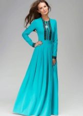 Robe turquoise à manches longues