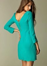 Robe courte turquoise à manches longues