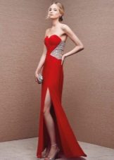 Robe de soirée rouge fendue