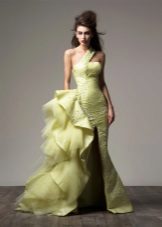 Robe de soirée asymétrique au sol vert