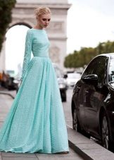 Robe de soirée turquoise moelleuse