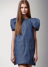 Robe en jean à manches bouffantes