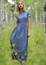 Robe en jean droit longue au sol