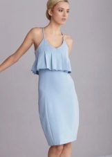 Robe bleue avec longueur midi basque