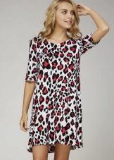 Robe à imprimé léopard rouge-gris