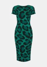 Robe verte à imprimé léopard