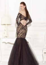 Robe en dentelle sirène avec mousseline