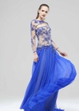 Robe bleue avec haut en dentelle