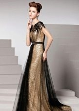 Robe de soirée noire et dorée