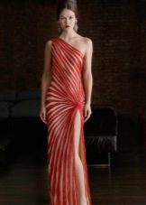 Robe bicolore à rayures diagonales au sol