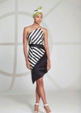 Robe courte bicolore à rayures diagonales