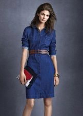 Robe Safari en Jean avec Ceinture en Cuir Marron