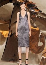 Robe grise à bretelles disco