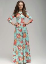 Robe menthe à imprimé orange